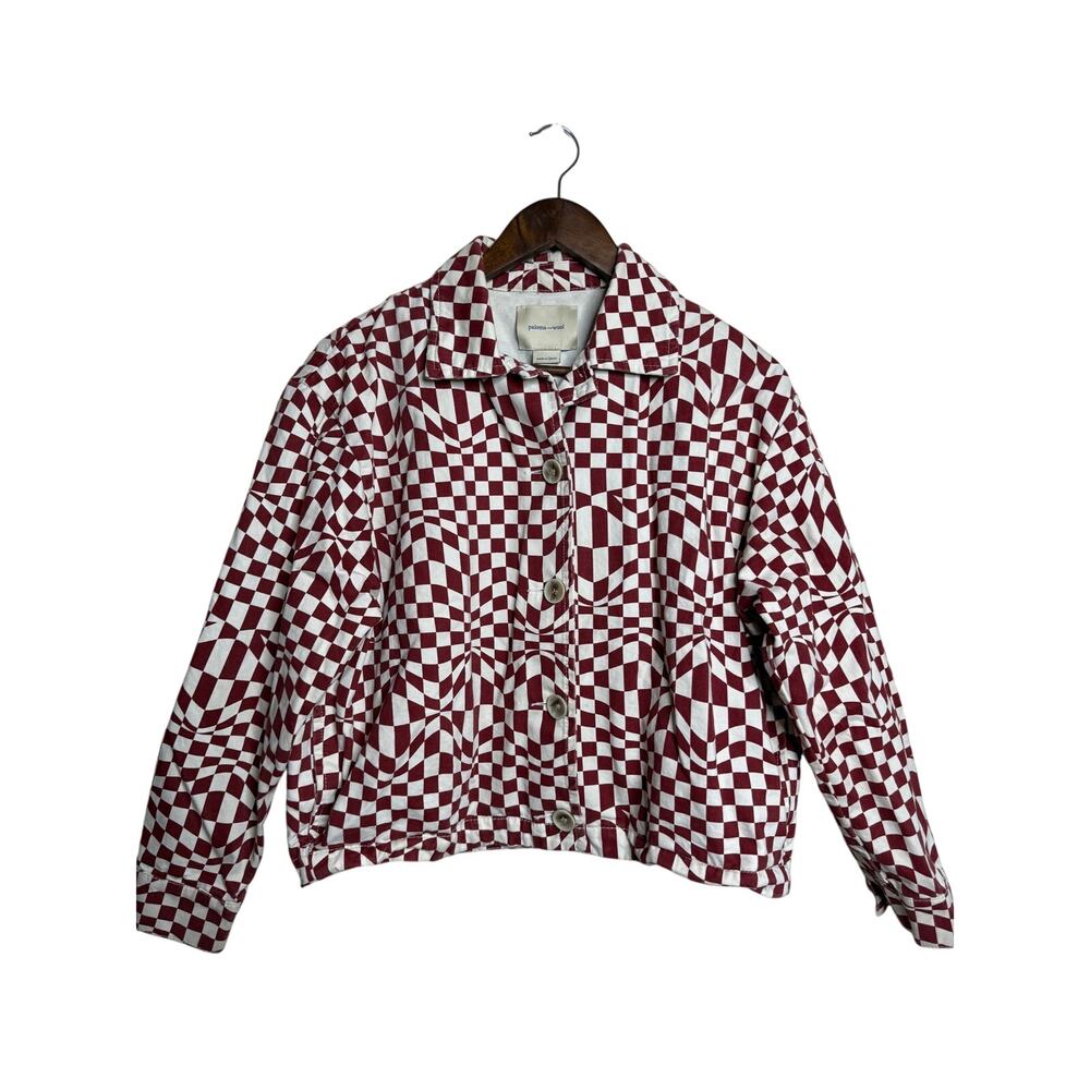 Paloma Wool Finale Jacket Women’s M Burgundy Checkerboard Cotton Jacket Spain